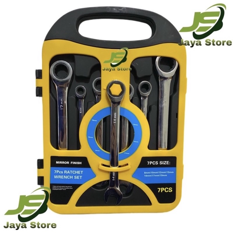 Jual Kunci Ring Pas Set 7pcs Kunci Ring 8-19mm Wrench Rachet EDTRON ...