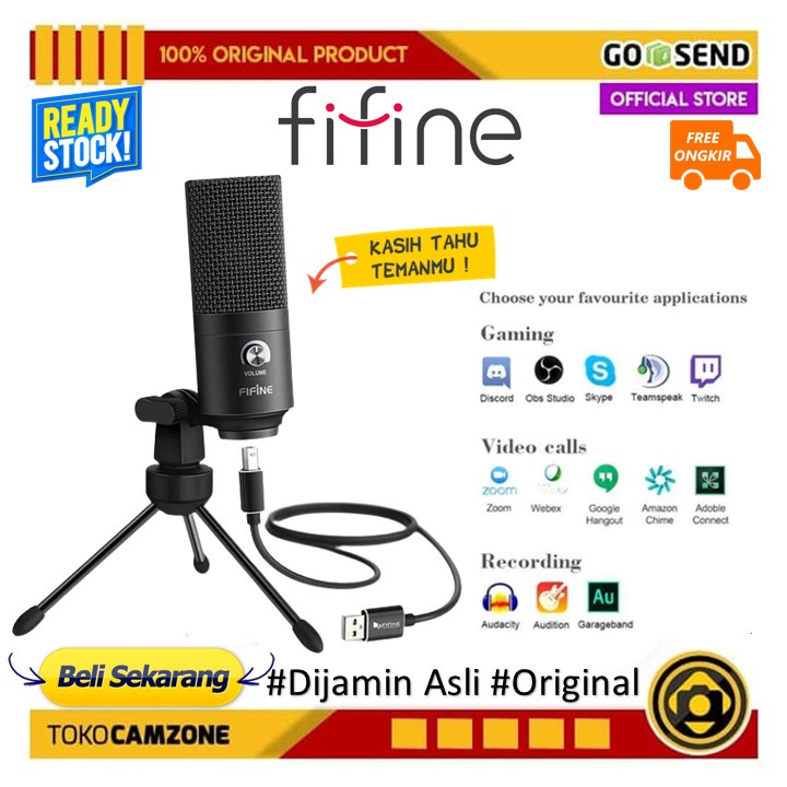 Jual FIFINE K669B USB Microphone With Volume Dial For Streaming, Vocal ...