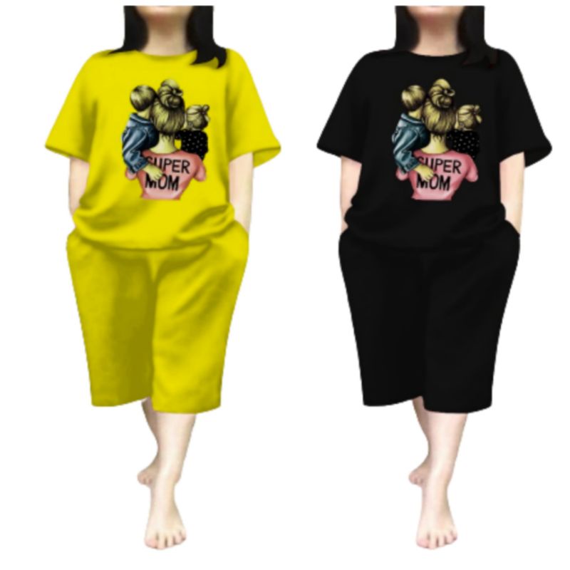 Jual Baju Setelan Wanita Dewasa Jumbo Ld 115 Cm One Set Baju Kaos Dan Celana Pendek Oversize 34 