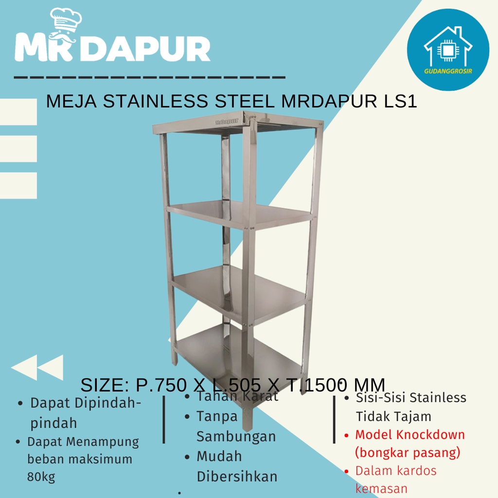 Jual Meja Stainless Steel rak LS1 MrDapur | Shopee Indonesia