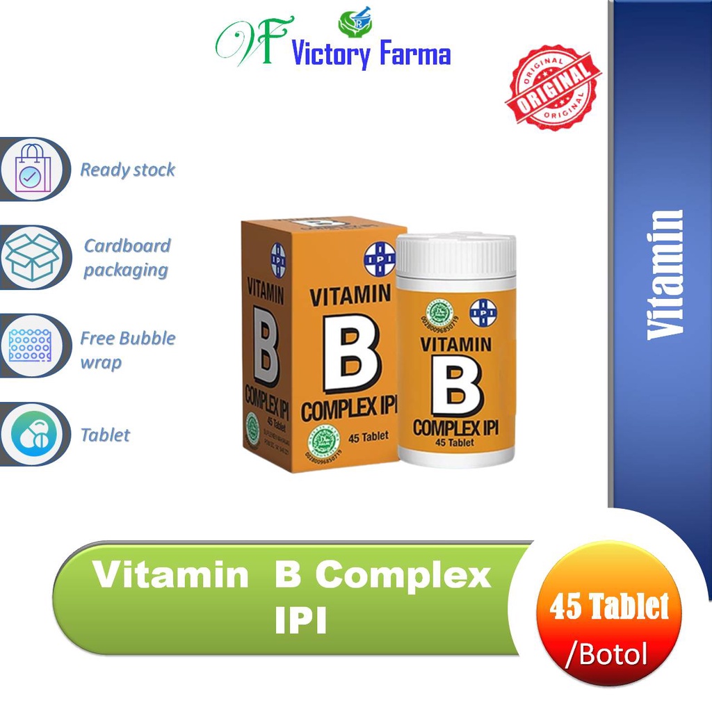 Jual Vitamin B Complex IPI Botol @45 Tablet/ Vitamin B Comlex | Shopee ...