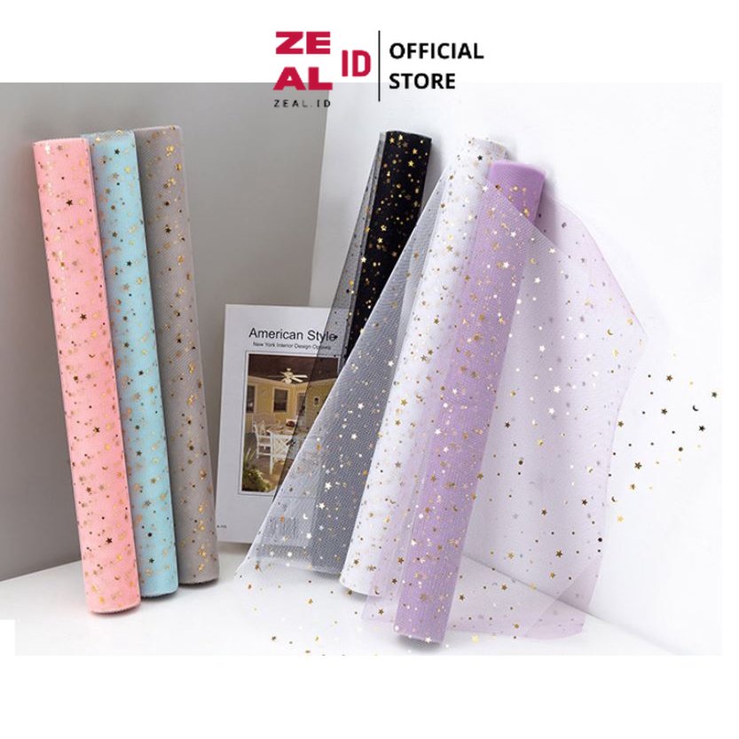 Jual ZEAL-ID - MS2 STAR Kertas Buket Jaring Roll Motif Bintang Bulan ...