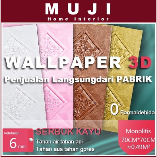 Jual Wallpaper Dinding Foam 3D Stiker Ding Ding Timbul Mewah Wallfoam ...