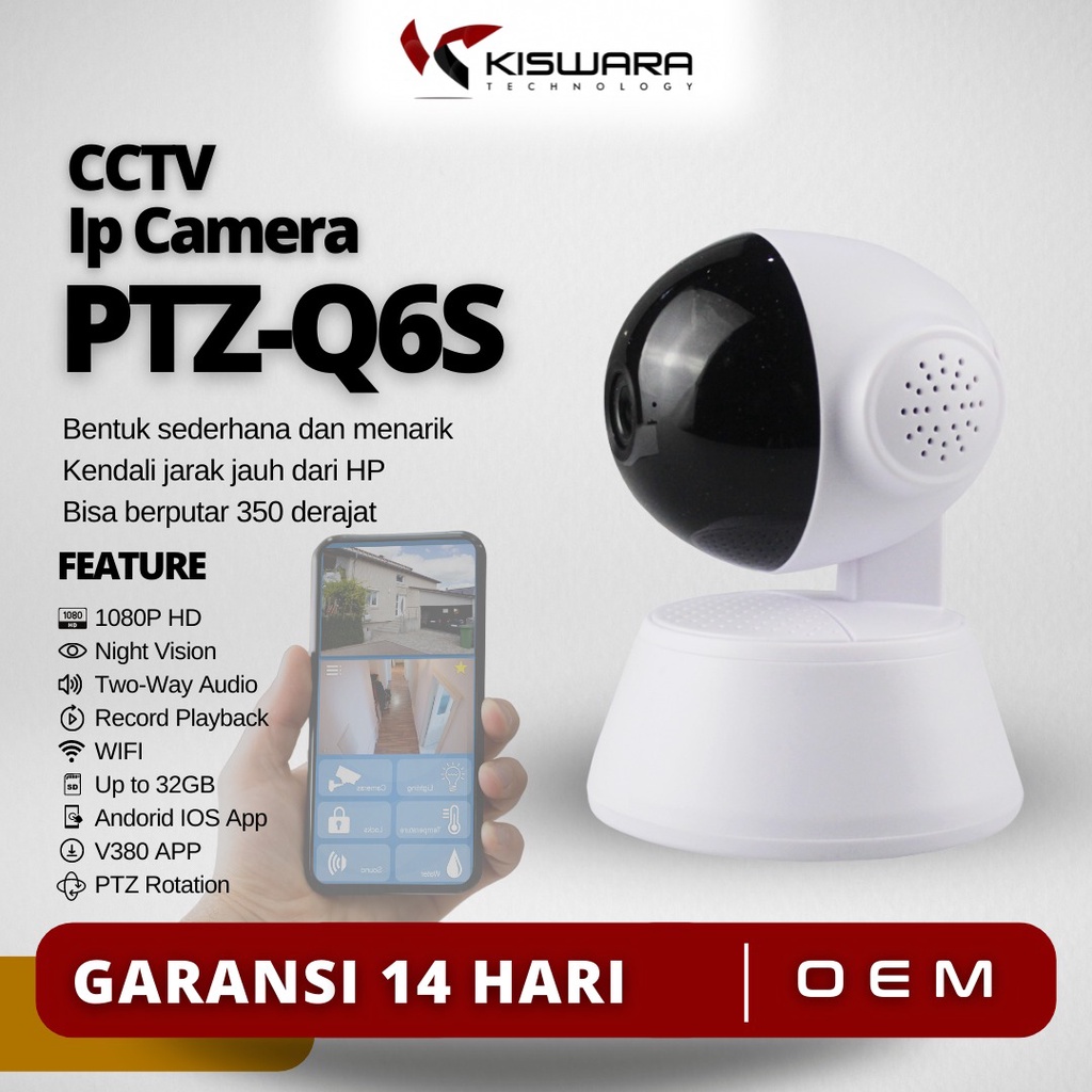 PTZ CCTV MURAH Wifi Smart Camera Q6S 720p APLIKASI V380 V380 pro