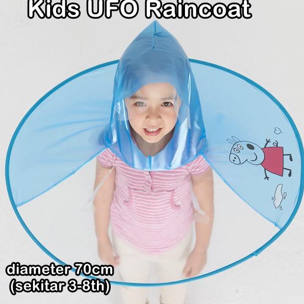 Jual jas hujan anak kids UFO Raincoat umbrella cap / jas hujan ponco ...