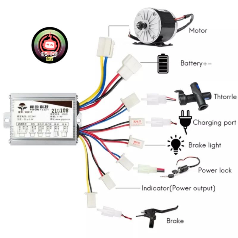 Jual KONTROLER 24V 350W BRUSHED SKUTER LISTRIK MR JACKIE S899 S898 ...