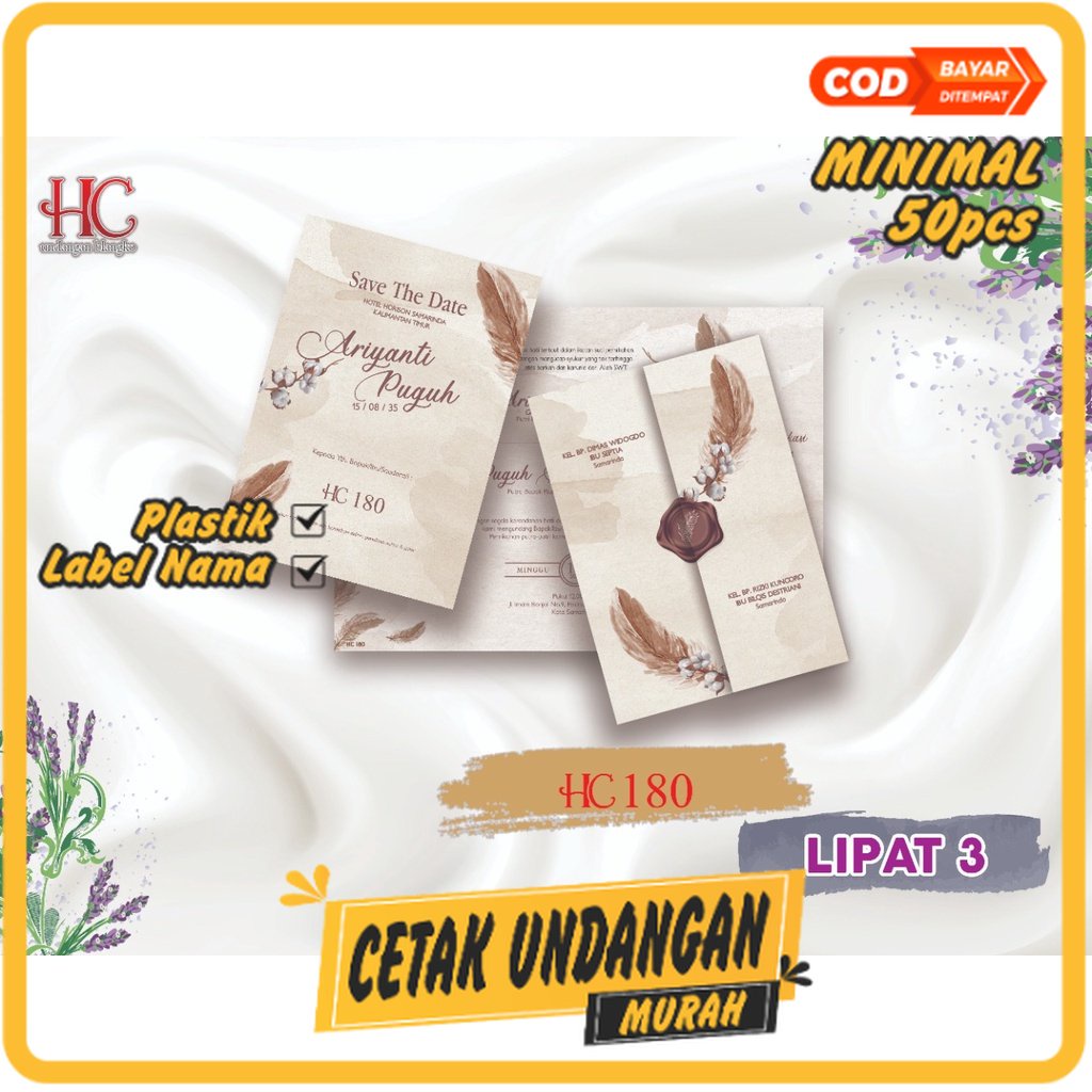 Jual Undangan Pernikahan Desain Aesthetic Rustic Elegant Kode HC 180