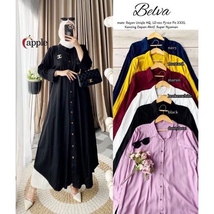 Jual Belva Long Tunik Atasan Cewek Muslimah Terbaru Long Tunik Bahan