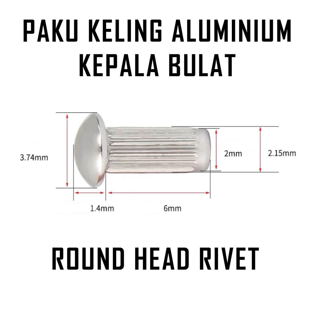Jual Paku Keling Aluminium Kepala Bulat 2x6mm / Round Head Rivet ...