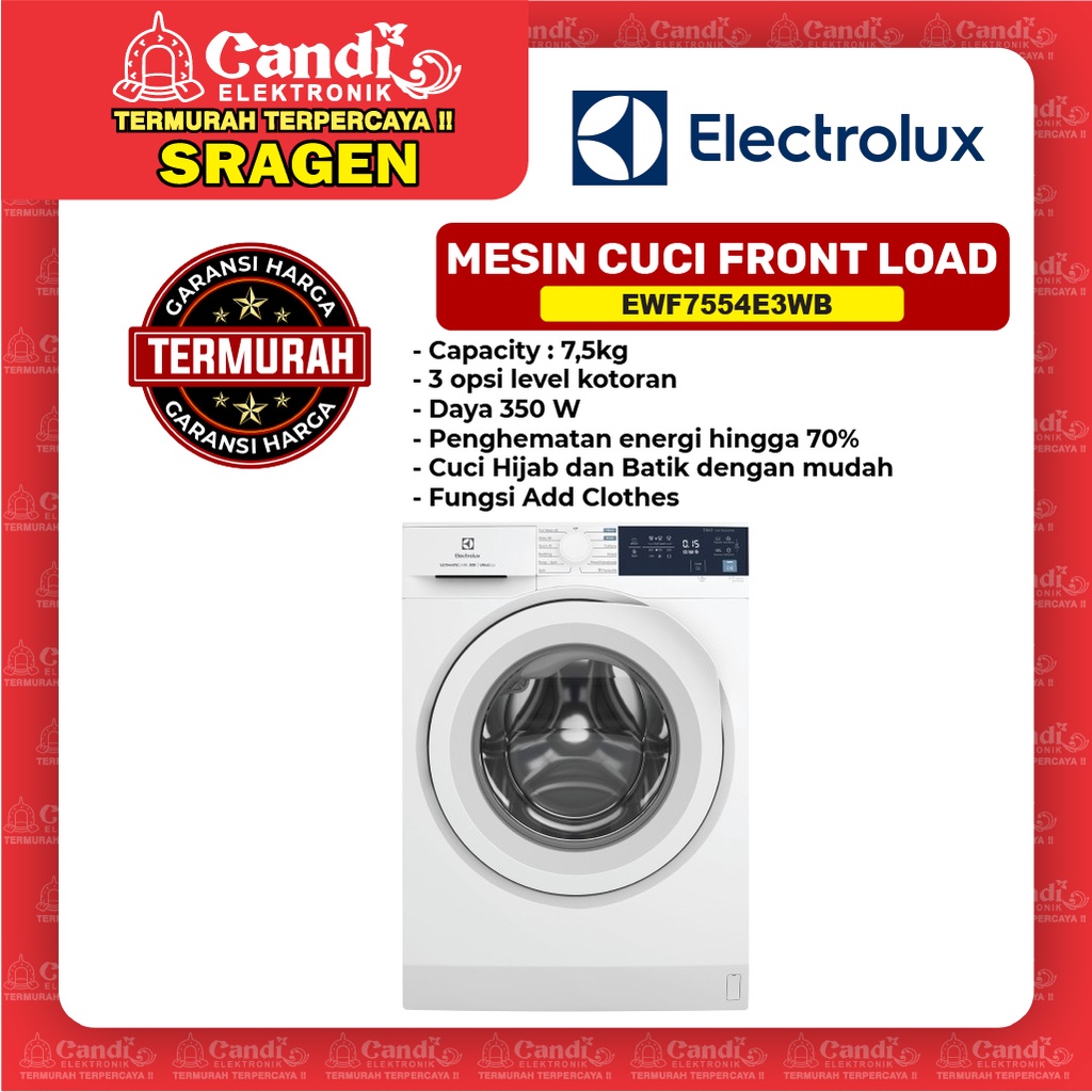 Jual ELECTROLUX Mesin Cuci Front Load 7,5 Kg EWF7554E3WB | Shopee Indonesia