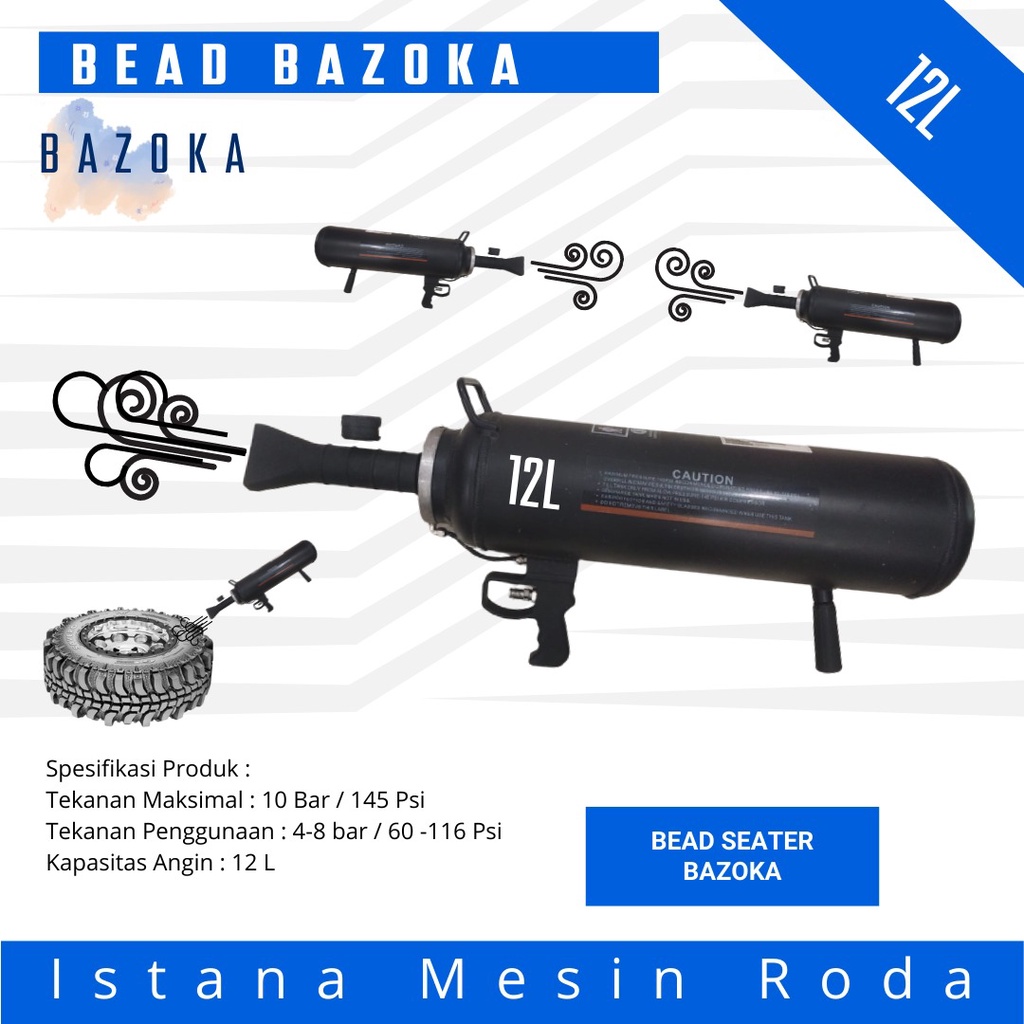 Jual 12L Aluminum Bead Seater Bazooka for Tire Changing / Tembak Angin
