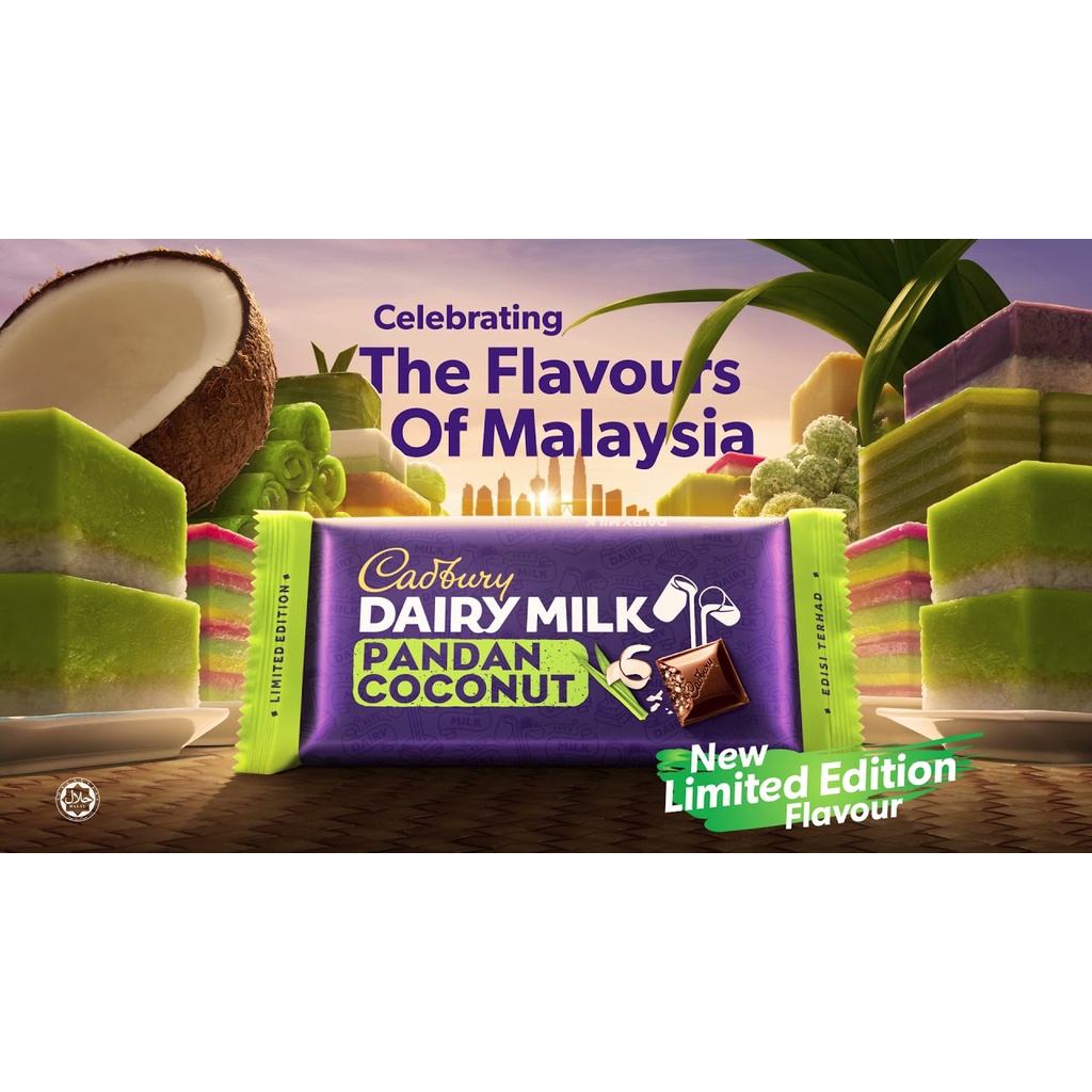 Jual [Halal] Cadbury Dairy Milk Chips More! Cadbury Dairy Milk Pandan Coconut 160 gr Ada logo