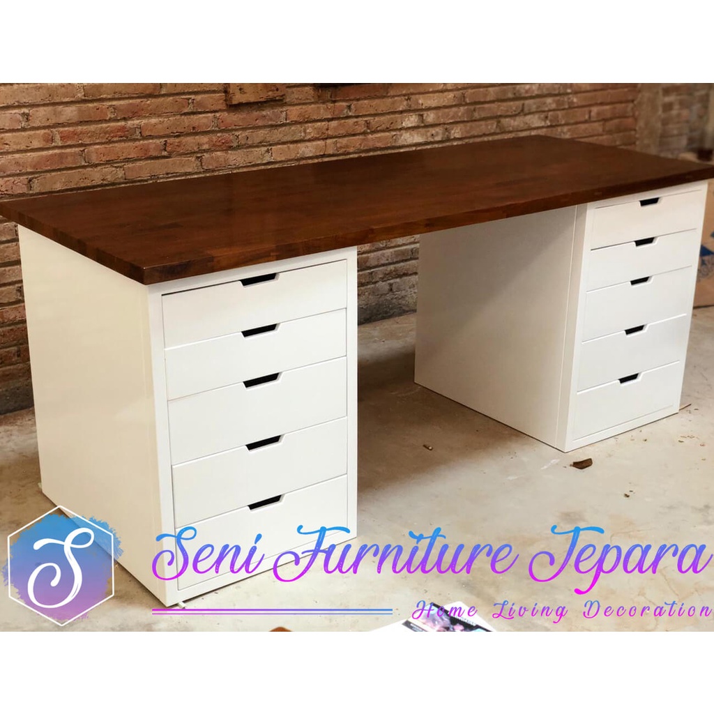 Jual MEJA KERJA KAYU / MEJA KANTOR MINIMALIS / MEJA KANTOR KAYU JATI