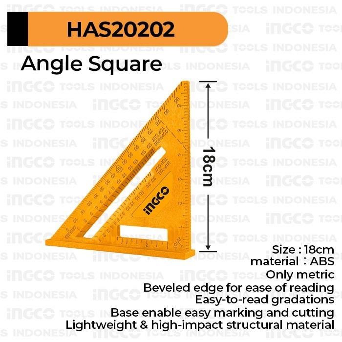 Jual Rafter Speed Square 18cm INGCO HAS20202 Penggaris Segitiga Siku ...