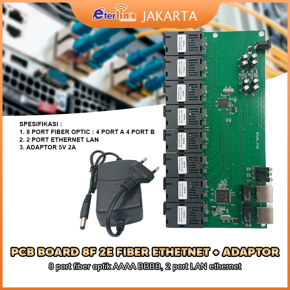Jual 8F2E Media Converter 8 Port Fiber Optic 4PortA 4PortB dan 2 Port ...