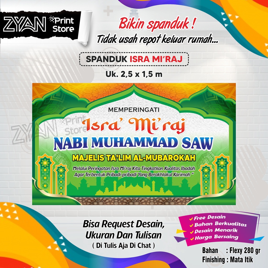 Jual SPANDUK BANNER ISRA MIRAJ NABI MUHAMMAD SAW | Shopee Indonesia