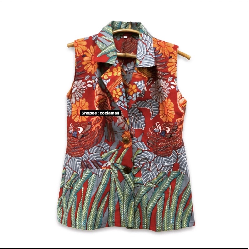 Jual Outer Vest Rompi Batik Kerja Wanita Modern Jumbo Tanpa Lengan ...