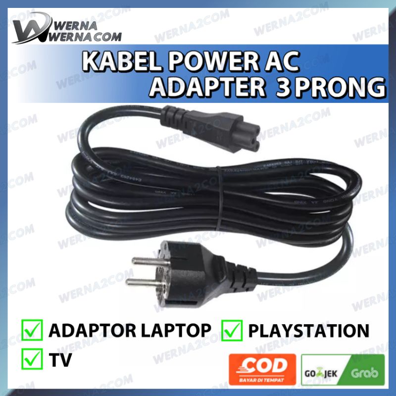 Jual Kabel Power AC Adapter 3 Prong / kabel power laptop adaptor 1.5 ...