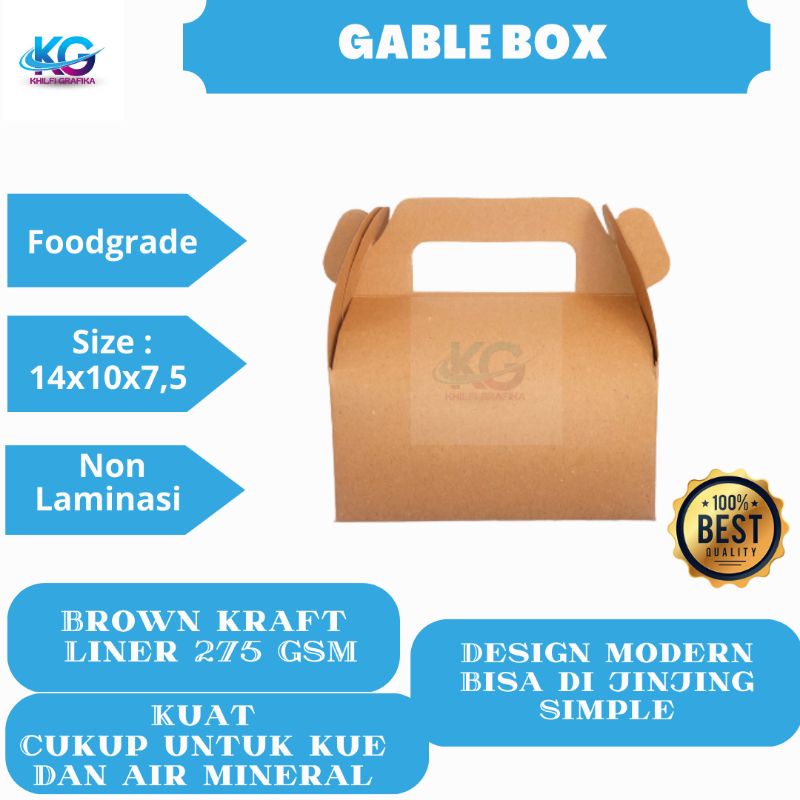 Jual Gable Box Kraft Box Snack Dus Kue Souvenir Brown Kraft