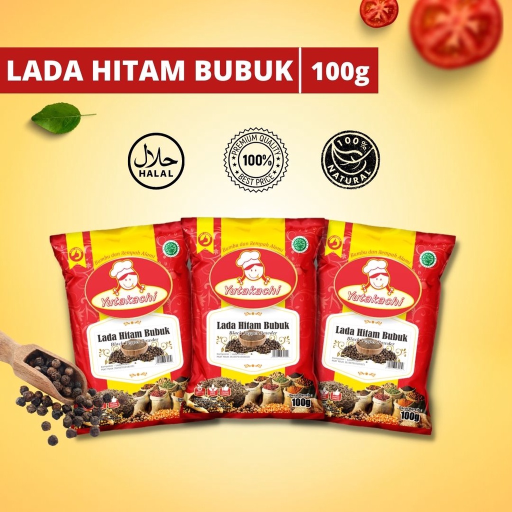 Jual Lada Hitam Bubuk 100 Gram Yutakachi / Merica Hitam Bubuk Murni