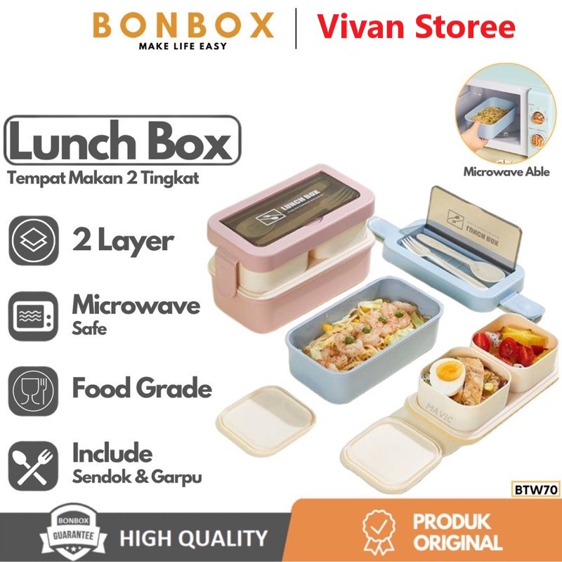 Jual BONBOX BTW70 Kotak Makan Plastik Set Microwaveable Multifungsi ...