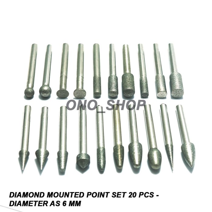 Jual Diamond Mounted Point Set 20 Pcs Diameter as 6 mm onosh00 Ayo