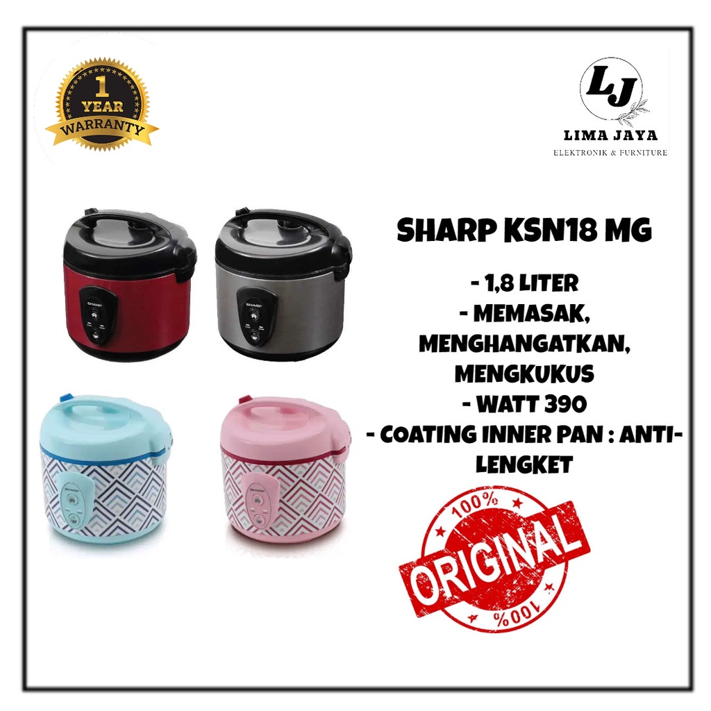Jual SHARP Rice Cooker KSN18 MG/MH/MP Magic Com 1,8 liter | Shopee ...