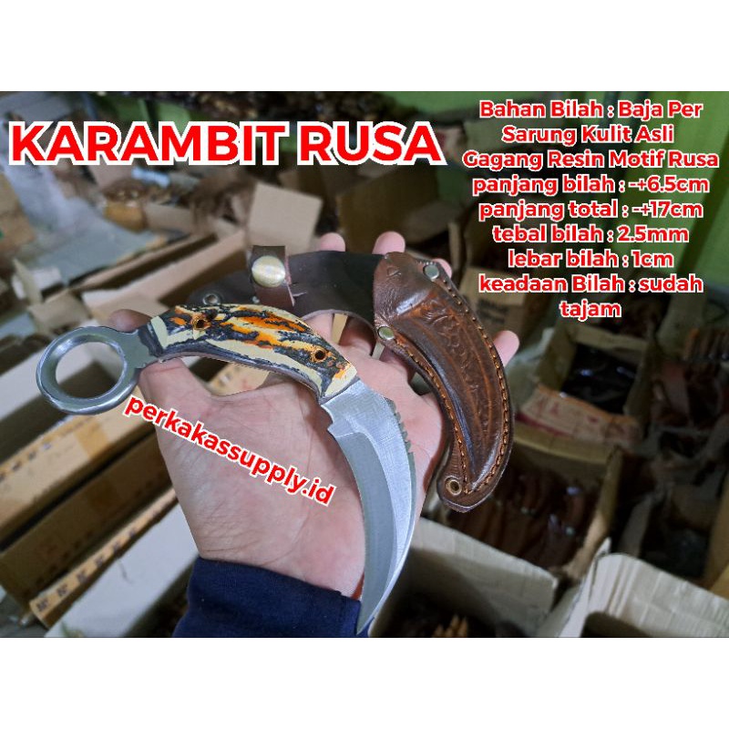 Jual Kerambit Motif Rus Sarung Kulit Asli Shopee Indonesia