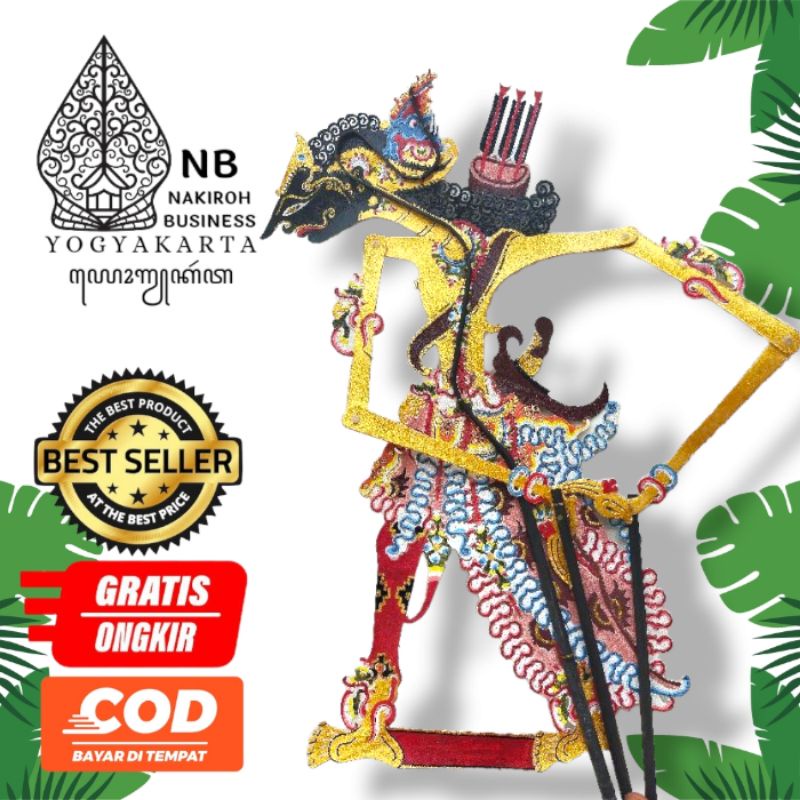 Jual Wayang Kulit Asli Abimanyu Rampek Emas Brom Alusan Ukuran Cm