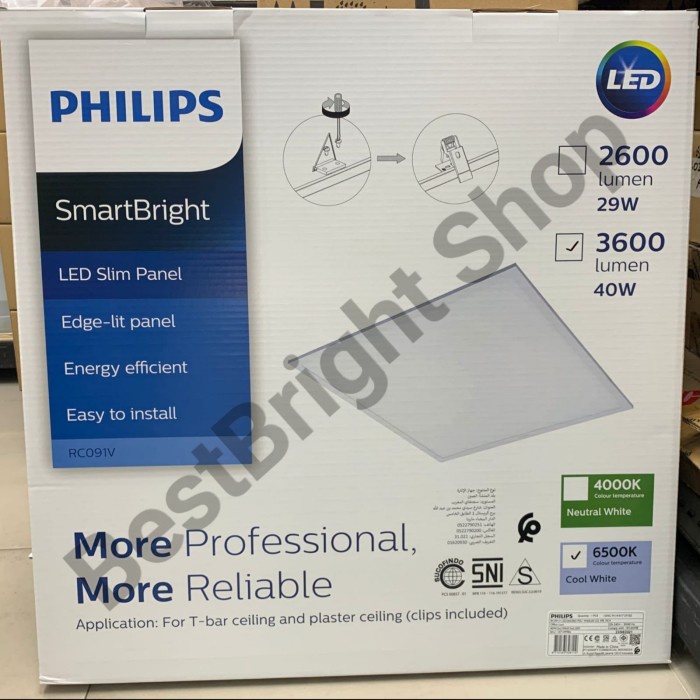 Jual Lamp Philips Ledpanel Rc091V Led36S Psu 40W W60L60G2 Mr Pvc Gypsum ...