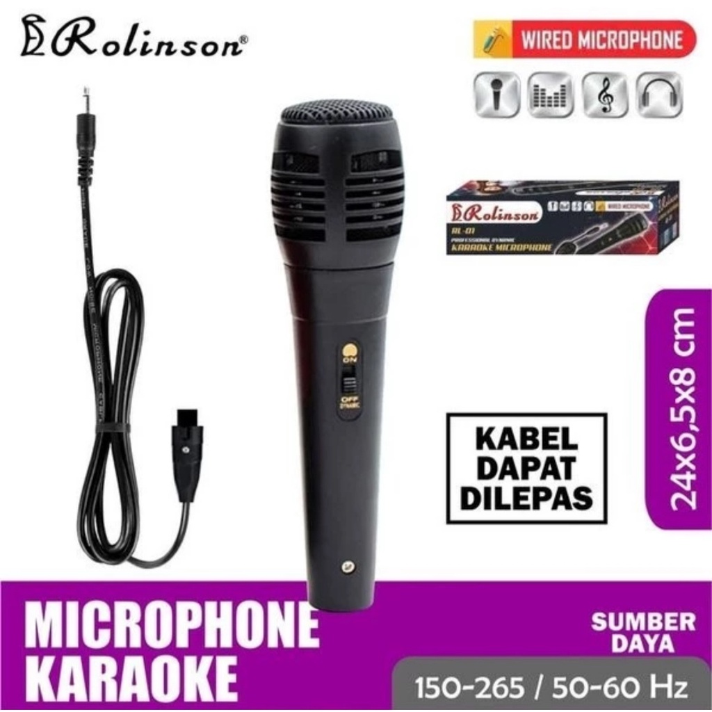 Jual Mic Karaoke Kabel Kecil Rolinson RL03 Microphone Jack 3.5mm