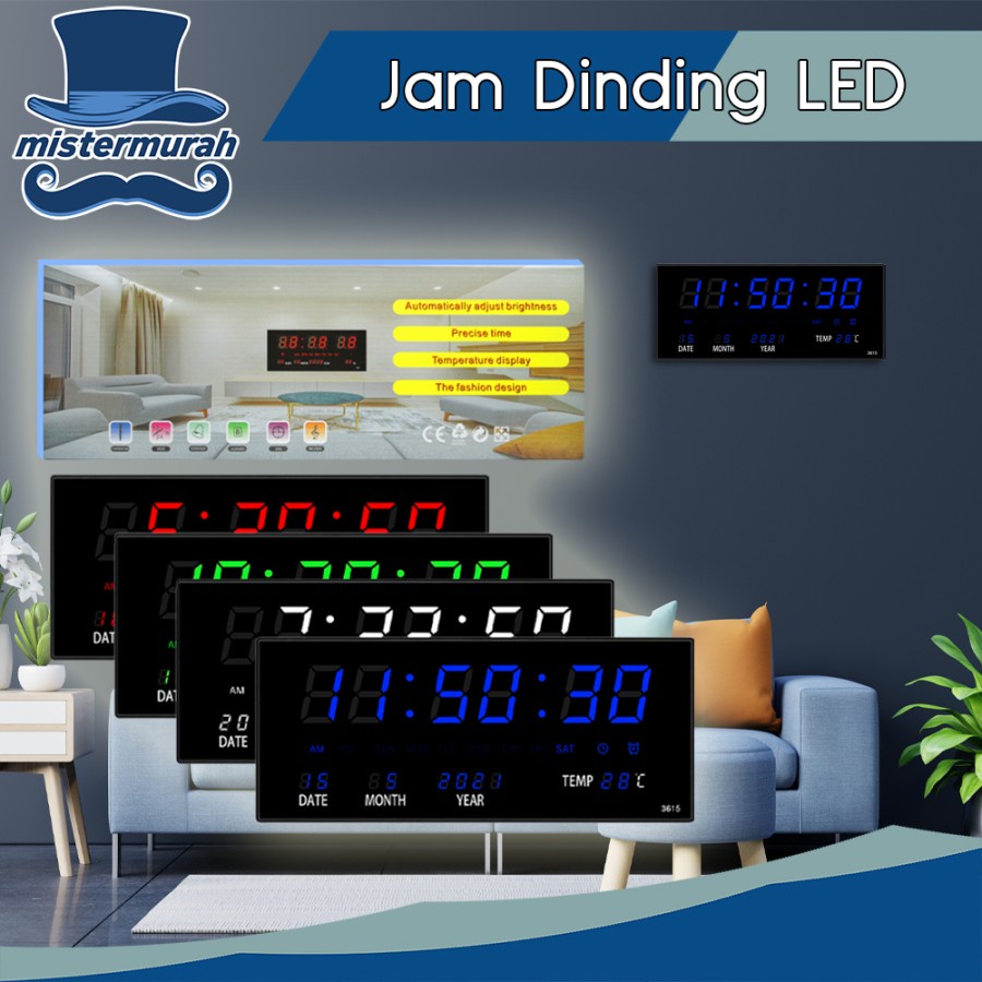 Jual Jam Dinding Digital LED Besar / Jam Meja Digital Alarm Fitur ...