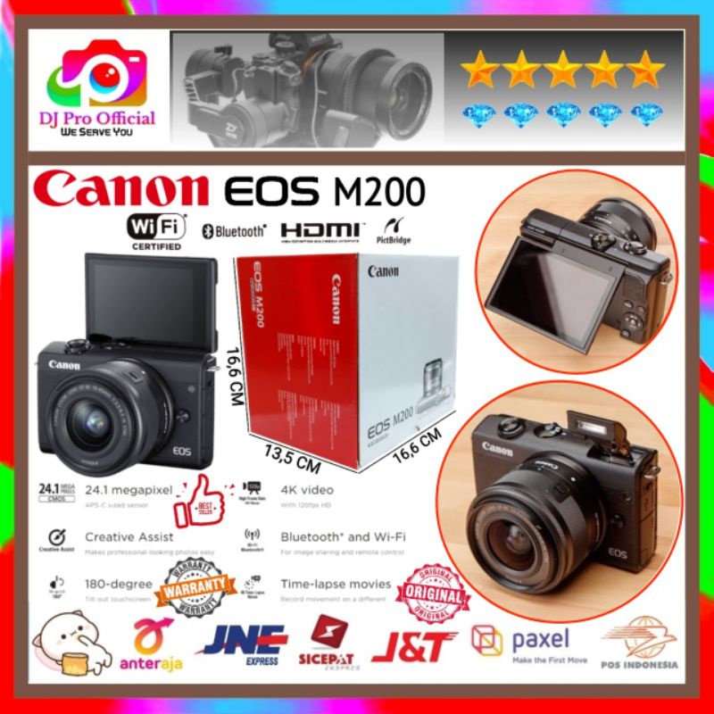 Jual CANON EOS M200 Kit EF-M 15-45mm is stm M 200 Camera Mirrorless ...
