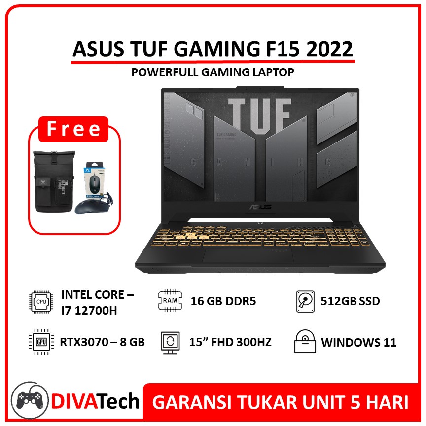 Jual Asus TUF GAMING F15 2022 I7 12700H 16GB/1TB RTX3070 8GB FHD 300HZ ...