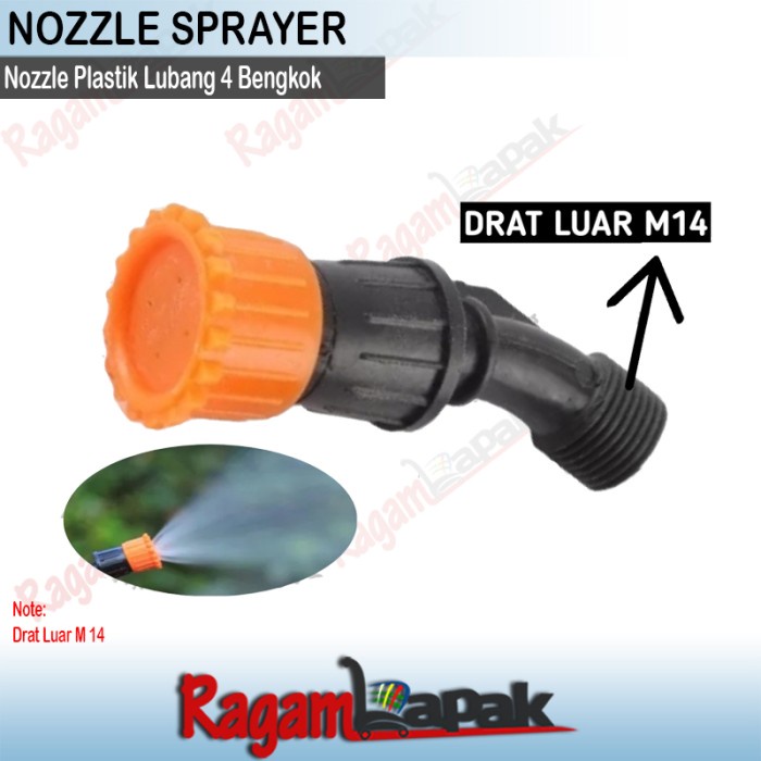 Jual Nozel / Nozzle Sprayer 4 Lubang Bengkok Drat Luar M14 | Shopee ...