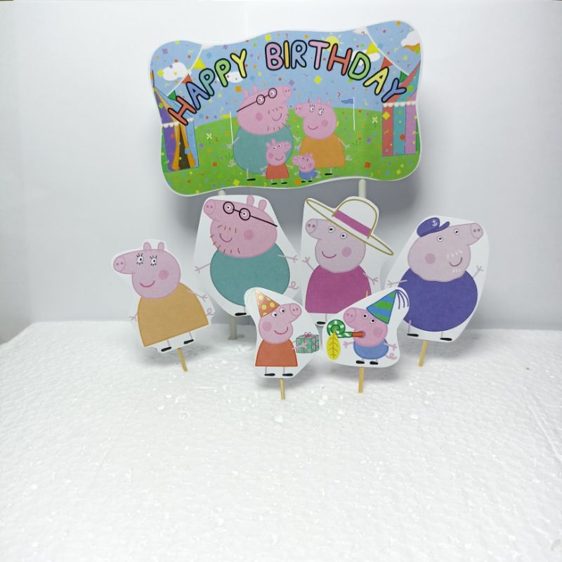 Jual Topper Kertas Peppa Pig-Topper Kue Ulang Tahun Bahan Kertas-Topper