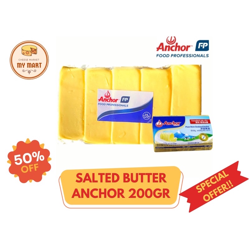 Jual ANCHOR SALTED BUTTER 200Gram ORIGINAL ANCHOR SALTED BUTTER SALTED ...