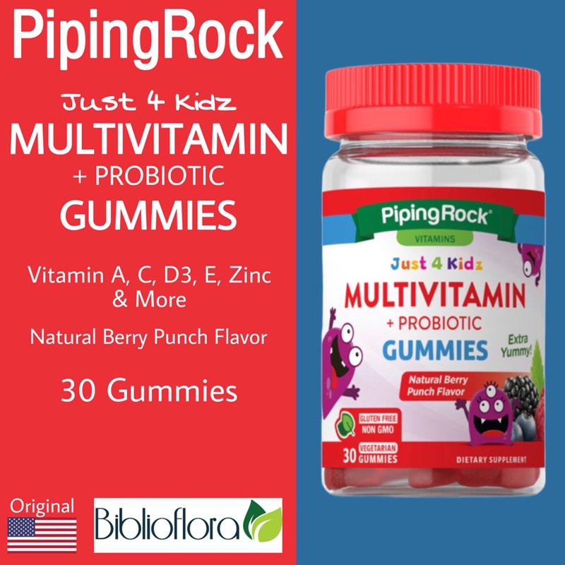 Jual Piping Rock Multivitamin Plus Probiotics Kids 30 Gummies Children ...