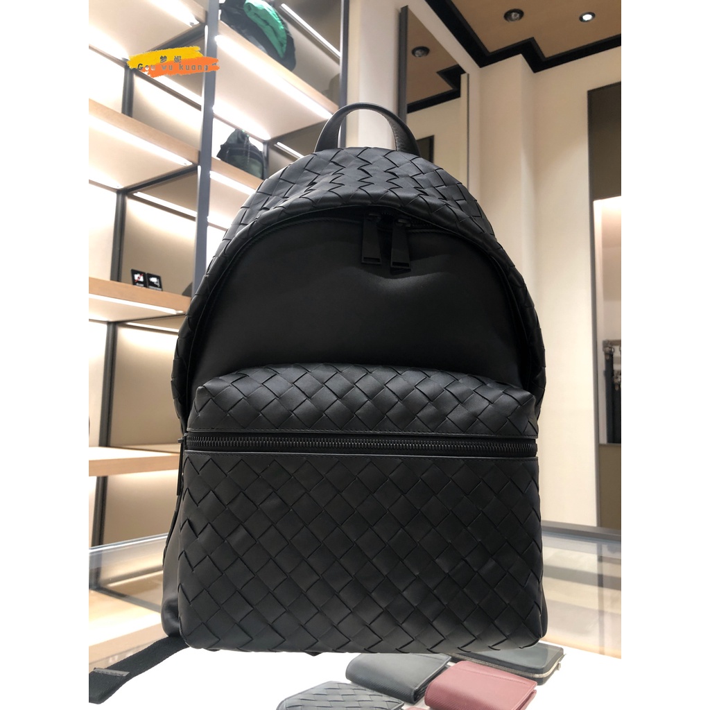 Jual Bottega Classic Men's Bag Beef Leather Woven Backpack Casual Computer Backpack