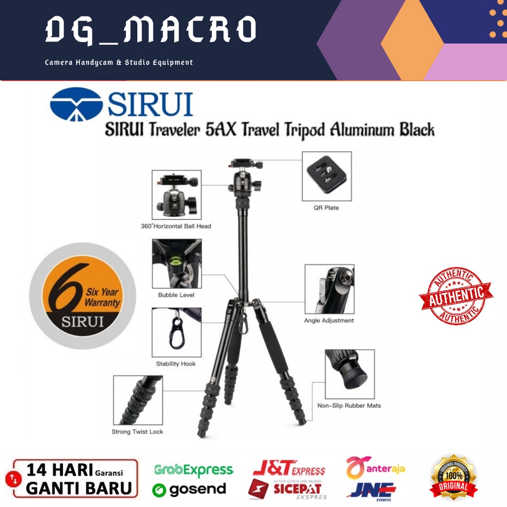 Jual SIRUI Traveler 5A Travel Tripod Aluminum Black | Shopee Indonesia