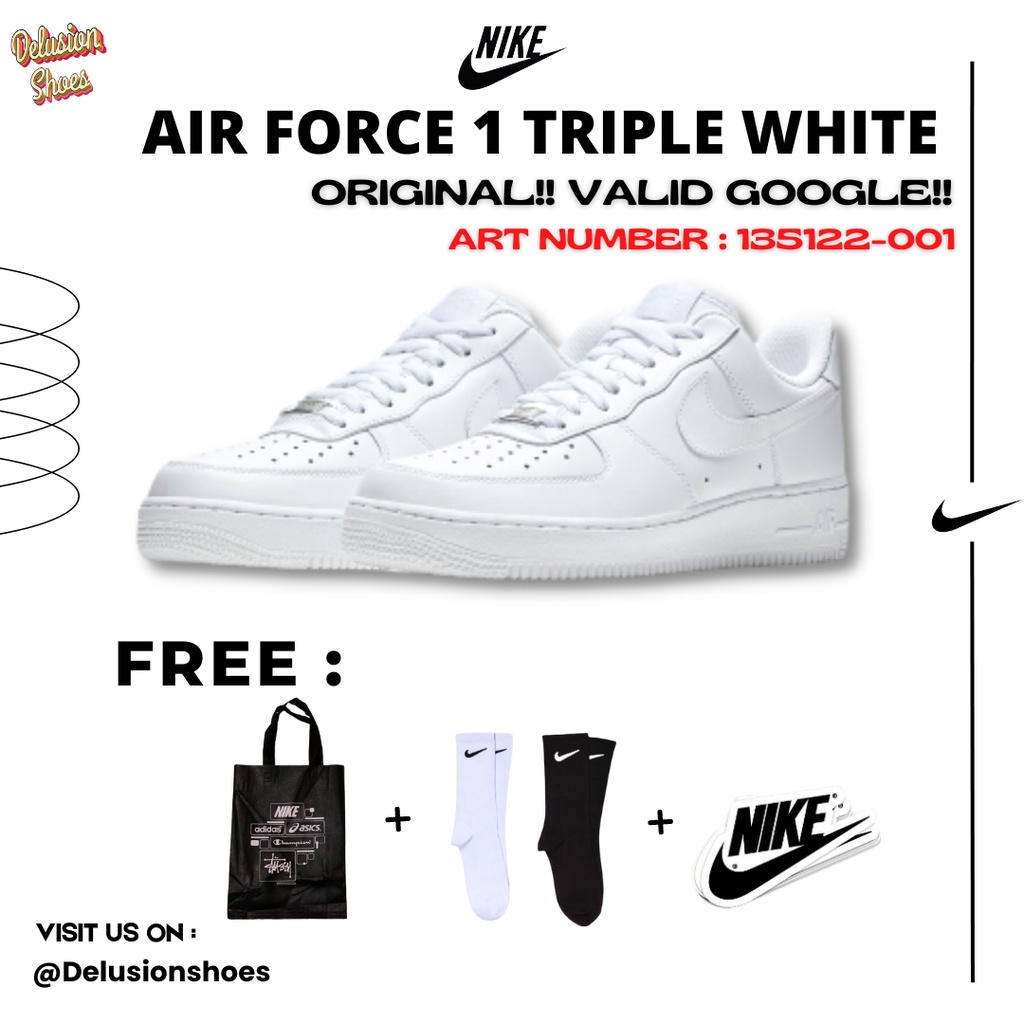 Jual SEPATU PRIA DAN WANITA NIKE AIR FORCE 1 TRIPLE WHITE & FULL BLACK ...
