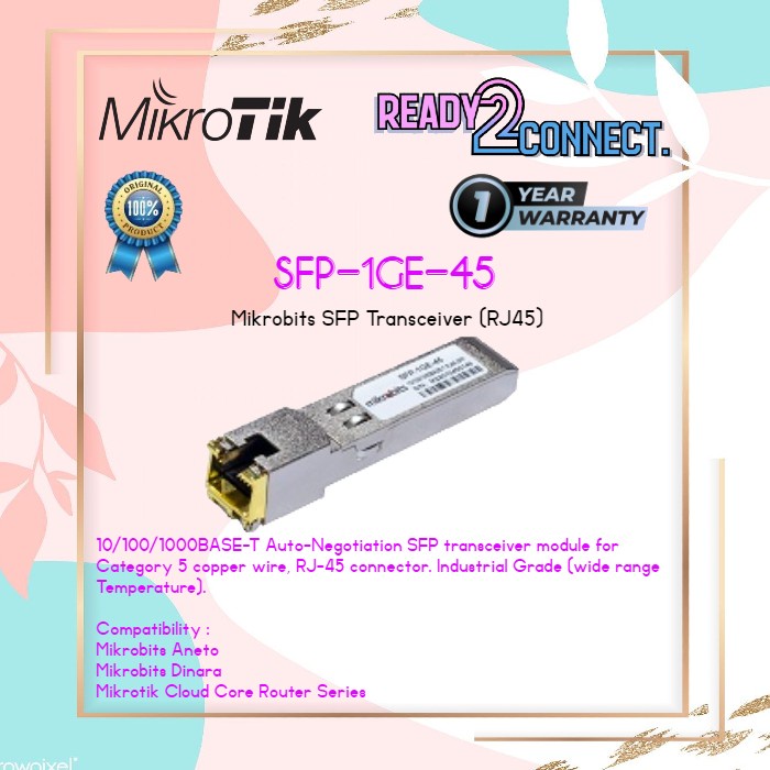 Jual Mikrotik SFP-1GE-45 SFP Transceiver (RJ45) | Shopee Indonesia