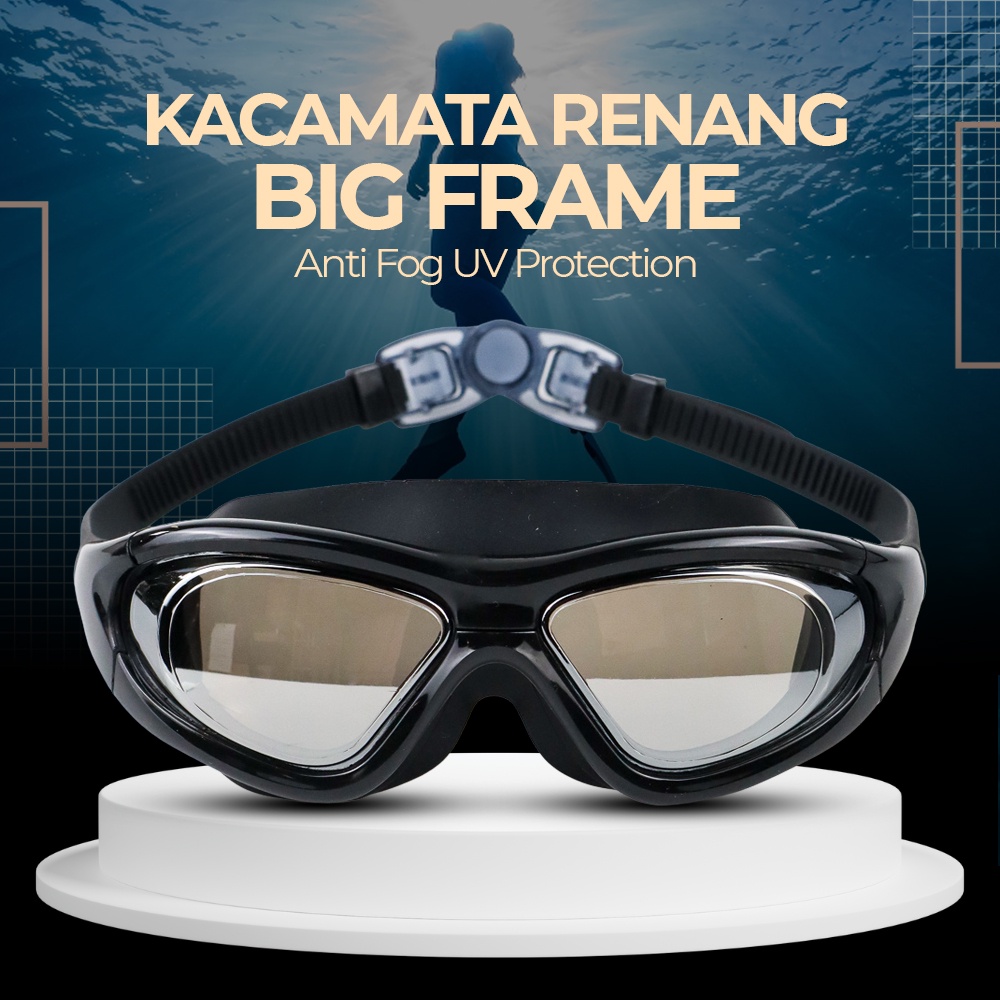 Jual Kacamata Renang Big Frame Anti Fog UV Protection Swim Goggle Mask