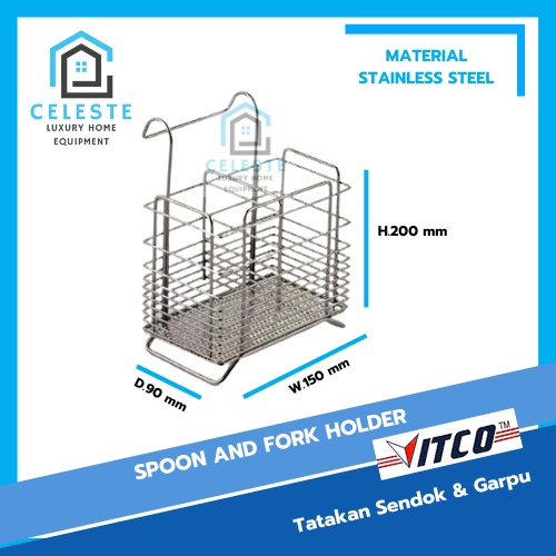 Jual VITCO Stainless Steel Spoon & Fork Holder / Rak Tatakan Sendok
