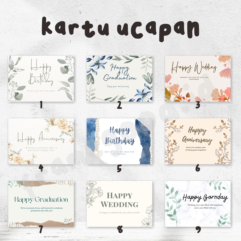 Jual KARTU UCAPAN dengan tulisan / ulang tahun wedding birthday