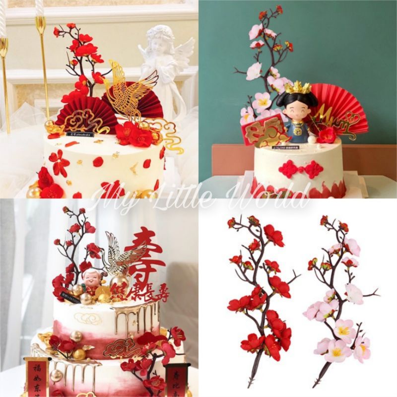 Jual Chinese Cake Topper Dekorasi Imlek Hiasan Oriental Plum Blossom ...