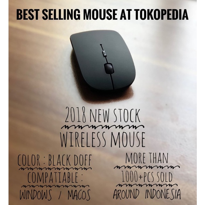 Jual Wireless Mouse Slim Optical Sensor With Usb Reciever For Windows ...