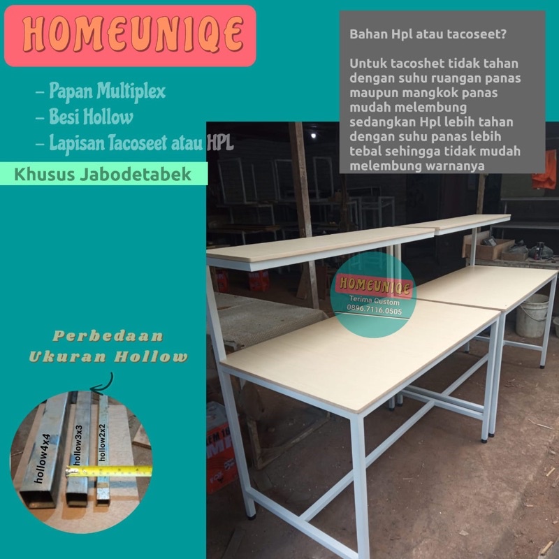 Jual Homeuniqe Meja Teknisi Meja Rak Meja Ambalan Meja Counter Shopee