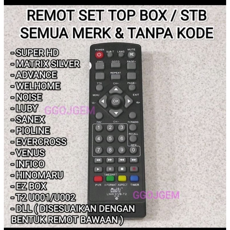 Jual Remot Set Top Box Stb Semua Merek Multi Universal Langsung Pakai Super Hd Luby