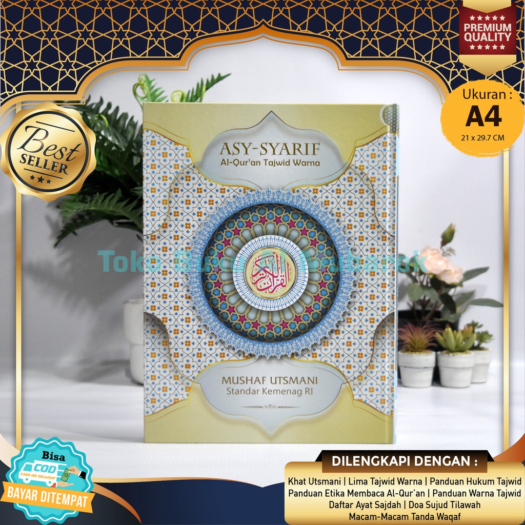 Jual Al Quran Besar Tajwid Warna ASY SYARIF Mushaf Utsmani Uk A4 ...